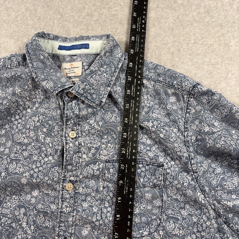 Tommy Bahama Shirt Mens Medium Blue Paisley Short Sleeve Button Up Casual - Picture 7 of 9